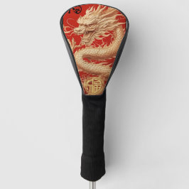 Rot und Gold Jahr des Dragon Power Emblems Golf Headcover