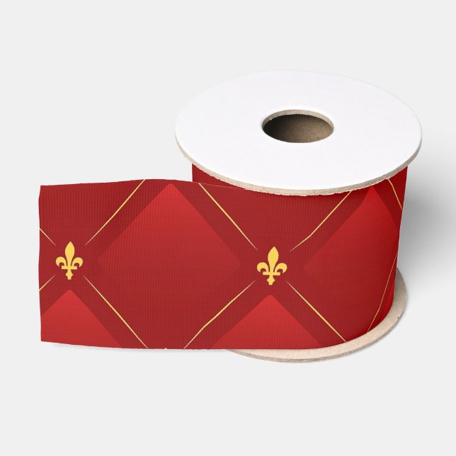 Rot und Gold Jugendstil Ripsband (Spule)