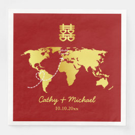 Rot und Gold Karte Ziel chinesische Hochzeit Serviette