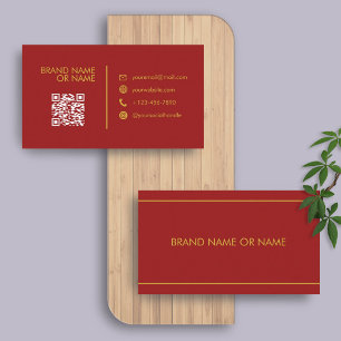 Rot und Gold Minimalistischer Beruflicher QR-Bus Visitenkarte