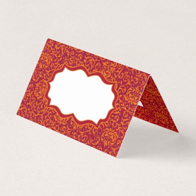Rot und Gold Renaissance Tudor Damask Floral (Vorderseite)