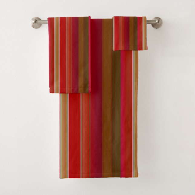 Rot und Gold Streifen Badhandtuch Set (Insitu)