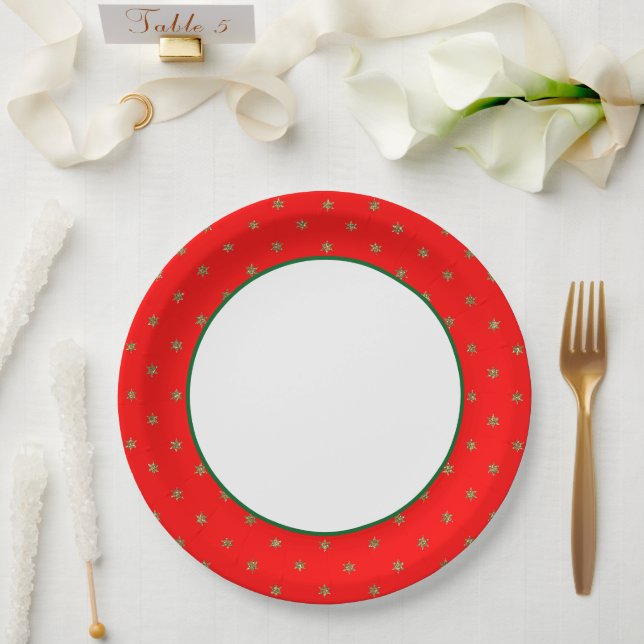 Rot und Gold Weihnachten Pappteller (Hochzeit)