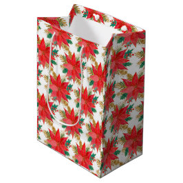 Rot und Gold Weihnachten Poinsettia Muster Mittlere Geschenktüte