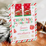 Rot und Gold Weihnachts Pajama Geburtstagsparty Einladung<br><div class="desc">Rot und Gold Weihnachten Pajama Geburtstagsparty Einladung</div>