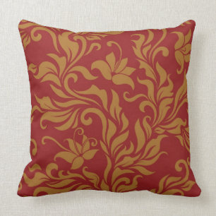 Rot und Goldblumenmuster Kissen