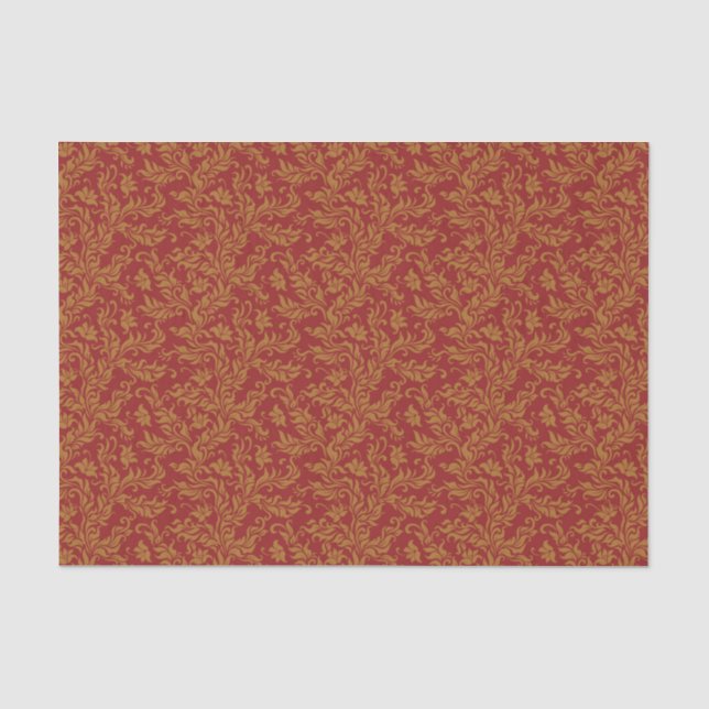 Rot und Goldblumenmuster Seidenpapier (Vorderseite)