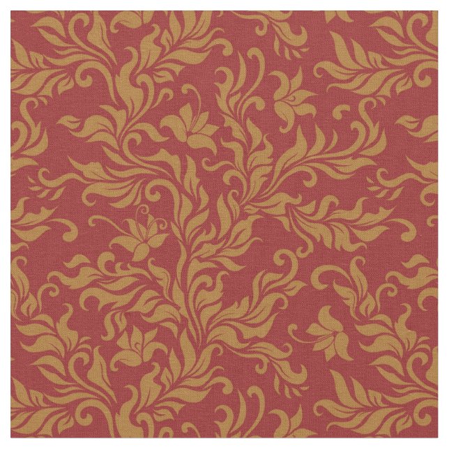 Rot und Goldblumenmuster Stoff (Nahaufnahme)