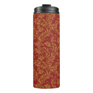 Rot und Goldblumenmuster Thermosbecher