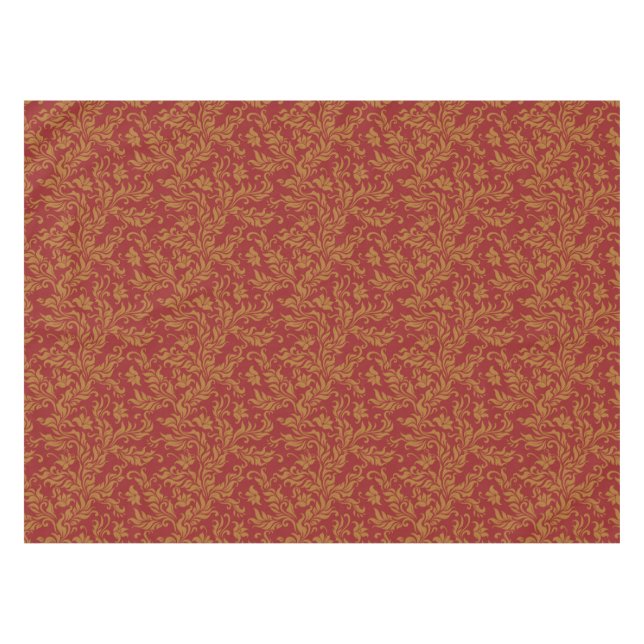 Rot und Goldblumenmuster Tischdecke (Vorderseite (Horizontal))