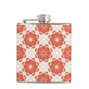 Rot und Goldblumenspitze-Muster Flachmann