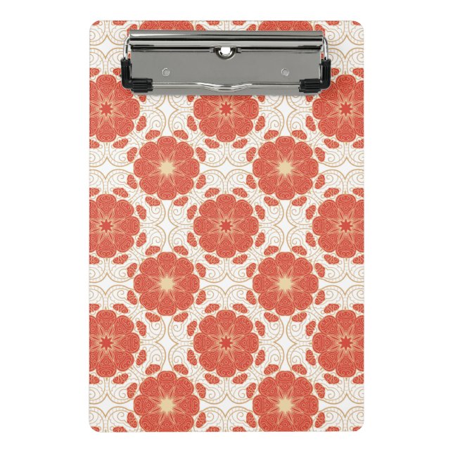 Rot und Goldblumenspitze-Muster Mini Klemmbrett (Vorderseite)