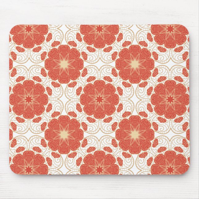 Rot und Goldblumenspitze-Muster Mousepad (Vorne)