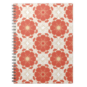 Rot und Goldblumenspitze-Muster Notizblock