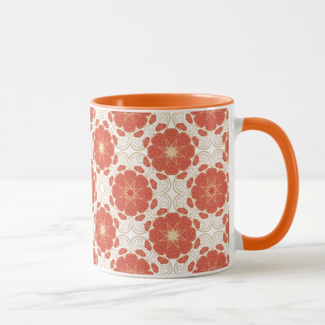 Rot und Goldblumenspitze-Muster Tasse (Rechts)