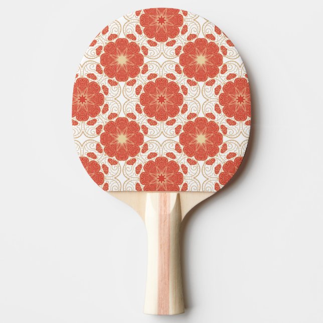 Rot und Goldblumenspitze-Muster Tischtennis Schläger (Vorderseite)
