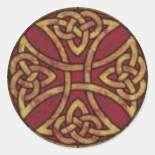 Rot und Goldceltic-Knoten Runder Aufkleber