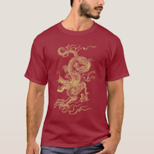 Rot und Goldchinesischer Drache-UnisexT - Shirt