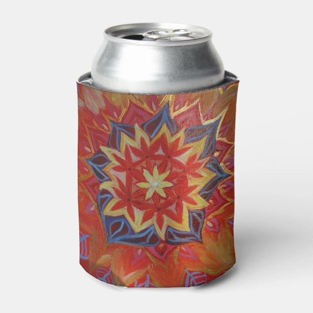 Rot und Golden Mandala Custom Can Cooler Dosenkühler (Kanne Vorderseite)