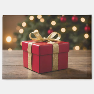 Rot-und-goldenes Weihnachtsgeschenk Magnet