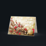 Rot und Goldflitter Joyeux Noël Feiertagskarte<br><div class="desc">Weihnachtskarte mit Rot und Goldflitter. Der französische Text in der Front sagt: Frohe Weihnachten. Innere auf französisch auch: Frohe Weihnachten und ein guten Rutsch ins Neue Jahr</div>