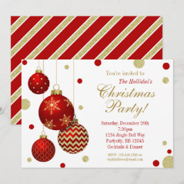 Rot und Goldflitter-WeihnachtsParty Einladung