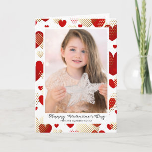 Rot und Goldfolien-Herz-Muster-Valentinstag Feiertagskarte