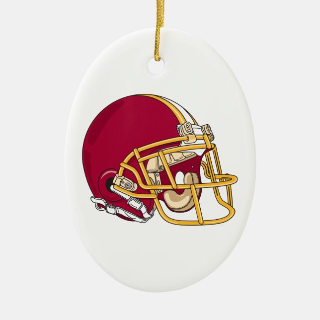Rot- und Goldfußballhelm-Grafik Keramikornament (Vorne)