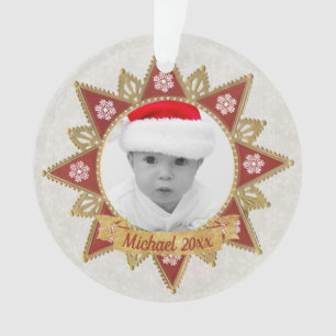 Rot und goldgelb-luxuriöse Circle Shape Rahmen Sno Ornament