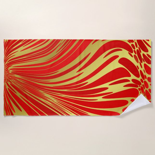 Rot- und Goldhandtuch Strandtuch (Vorderseite)