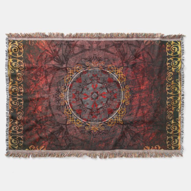 Rot und Goldmittelalterliche Tapisserie Decke (Vorderseite)