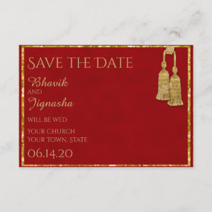 Rot und Goldquaste indisches Wedding Save the Date