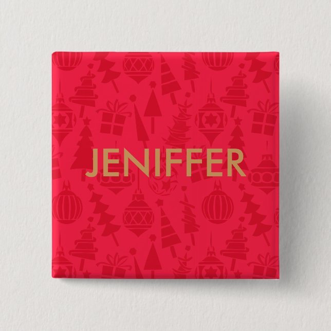 Rot- und GoldweihnachtsPartyname Button (Vorderseite)