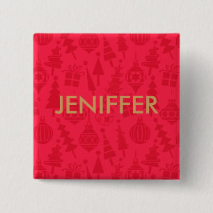 Rot- und GoldweihnachtsPartyname Button