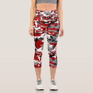Rot und Grau Camouflage, Militär, Armee Capri Leggings