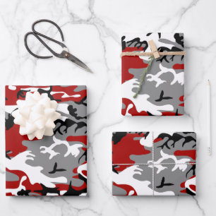 Rot und Grau Camouflage, Militär, Armee Geschenkpapier Set