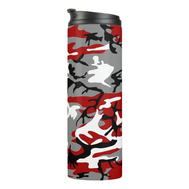 Rot und Grau Camouflage, Militär, Armee Thermosbecher (Nach rechts gedreht)