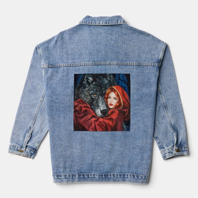 Rot und Grau: Eine unerwartete Verbindung Jeansjacke (Rückseite)
