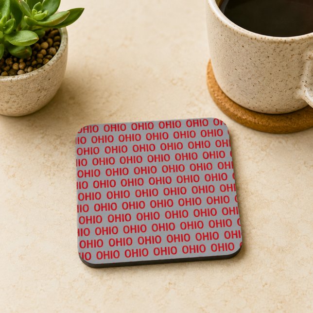 Rot und Grau Ohio Getränkeuntersetzer (Von Creator hochgeladen)