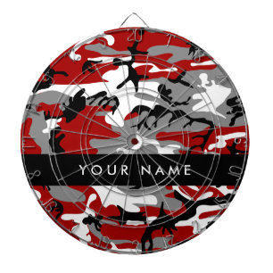 Rot und Gray Camouflage Ihr Name personalisieren Dartscheibe