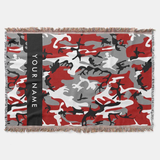 Rot und Gray Camouflage Ihr Name personalisieren Decke (Vorderseite)