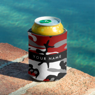 Rot und Gray Camouflage Ihr Name personalisieren Dosenkühler