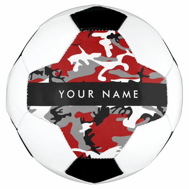 Rot und Gray Camouflage Ihr Name personalisieren Fußball (Vorderseite)