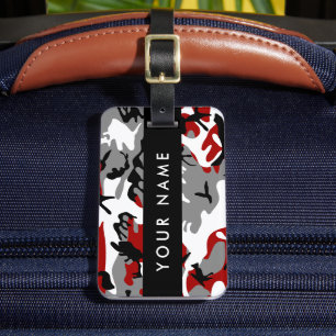 Rot und Gray Camouflage Ihr Name personalisieren Gepäckanhänger