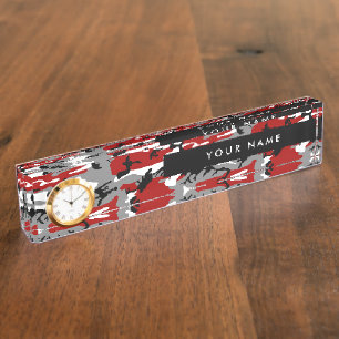 Rot und Gray Camouflage Ihr Name personalisieren Namensplakette