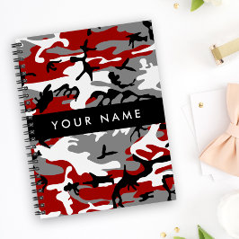 Rot und Gray Camouflage Ihr Name personalisieren Notizbuch