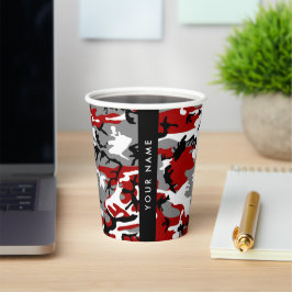 Rot und Gray Camouflage Ihr Name personalisieren Pappbecher