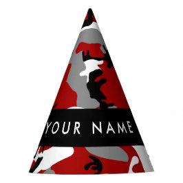Rot und Gray Camouflage Ihr Name personalisieren Partyhütchen