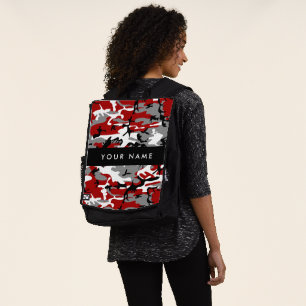 Rot und Gray Camouflage Ihr Name personalisieren Rucksack