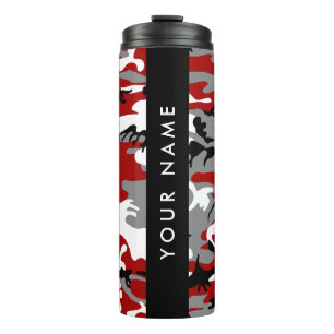 Rot und Gray Camouflage Ihr Name personalisieren Thermosbecher